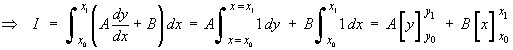 I = A Integral 1 dy  +  B Integral 1 dx