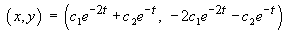 (c1 exp(-2t) + c2 exp(-t),  -2c1 exp(-2t) - c2 exp(-t))