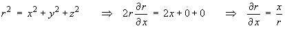 partial dr/dx  =  x/r
