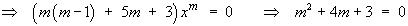 m^2 + 4m + 3 = 0