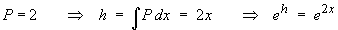 exp(h)  =  exp(2x)