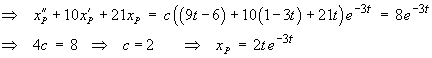 xP = 2t e^(-3t)