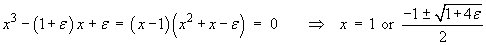 factorisation into (x-1)(x^2 + x - e) = 0