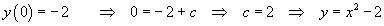 c = 2  ==>  y = x^2 - 2
