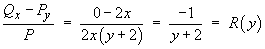 (Qx - Py) / P  =  -1 / (y+2)