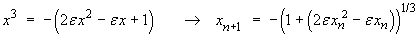 x_(n+1)  =  -(1 + [2e x_n^2 - e x_n])^(1/3)
