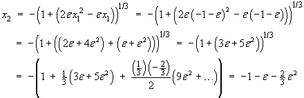 x2 = -1 - e - (2/3)e^2