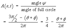 A(s, t) = ... = 3/4 - (theta+phi)/(2pi)