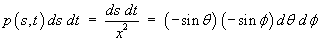 p(s,t) ds dt = ds dt / x^2