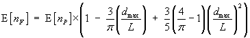 E[nF] = E[nP] * (1 - (3/pi)(d/L) + (3/5)(4/pi - 1)(d/L)^2)