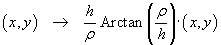 (x, y) becomes h/rho * Arctan(rho/h) * (x,y)