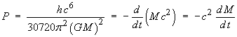 Power  =  –c^2 dM/dt